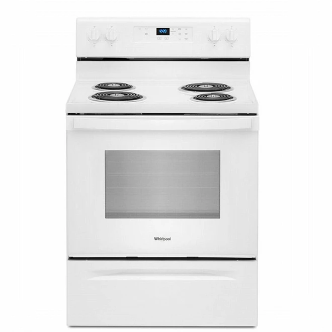 Cuisinière électrique Autoportante Whirlpool, Blanche, Fonction Garde-au-chaud, 4 éléments Tubulaires 1 Cuisinière électrique Autoportante Whirlpool, Blanche, Fonction Garde-au-chaud, 4 éléments Tubulaires