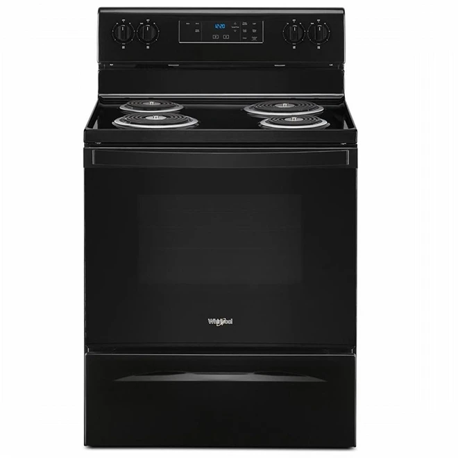Cuisinière électrique Autoportante Whirlpool, Table De Cuisson Noire à 4 éléments En Serpentin, Option Réchaud, 4,8 Pi³ 1 Cuisinière électrique Autoportante Whirlpool, Table De Cuisson Noire à 4 éléments En Serpentin, Option Réchaud, 4,8 Pi³