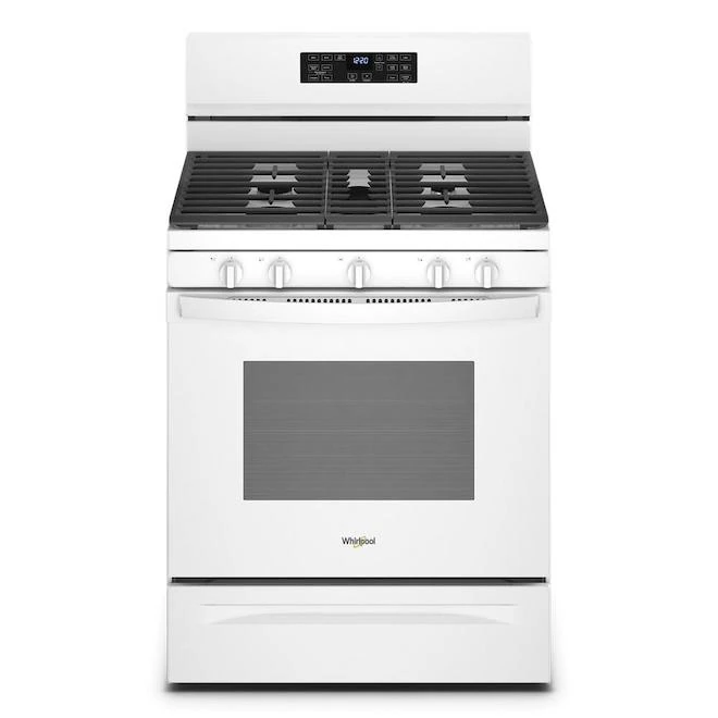 Whirlpool Cuisinière à Gaz Autoportante 5-en-1 Blanche Whirpool, 5 Pi³, Friture à L'air 1 Whirlpool Cuisinière à Gaz Autoportante 5-en-1 Blanche Whirpool, 5 Pi³, Friture à L'air