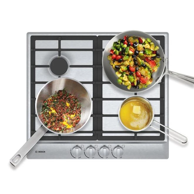 Surface De Cuisson Au Gaz Bosch, 24 Po, 11 500 BTU, Acier Inoxydable 2 Surface De Cuisson Au Gaz Bosch, 24 Po, 11 500 BTU, Acier Inoxydable – Image 2