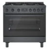 Cuisinière Autoportante Biénergie Bosch, Série 800, 6 Brûleurs, 36 Po, Acier Inoxydable Noir