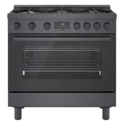 Cuisinière Autoportante Biénergie Bosch, Série 800, 6 Brûleurs, 36 Po, Acier Inoxydable Noir