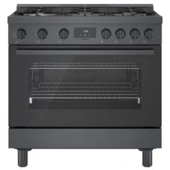 Cuisinière Au Gaz Autoportante Bosch, Série 800, 6 Brûleurs, 36 Po, Acier Inoxydable Noir