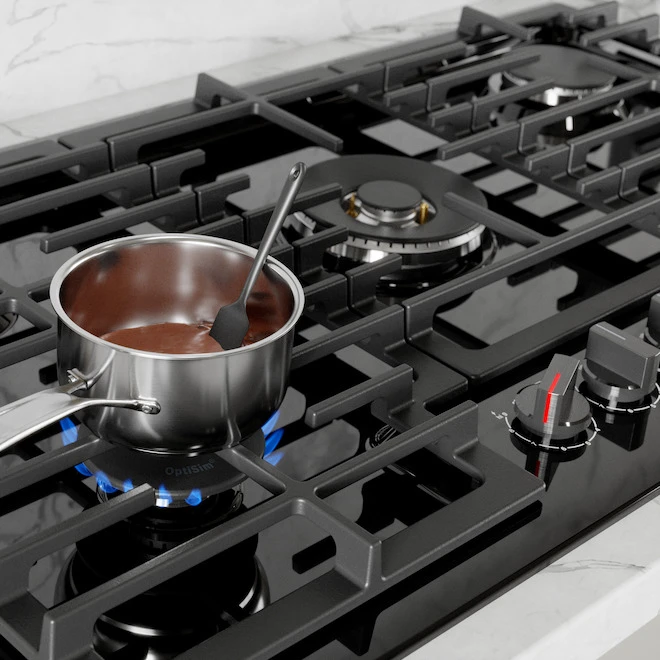 Surface De Cuisson à Gaz Noire à 5 Brûleurs Bosch, Gamme 800, 36 Po 5 Surface De Cuisson à Gaz Noire à 5 Brûleurs Bosch, Gamme 800, 36 Po – Image 5