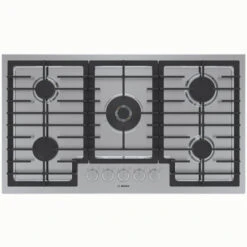 Surface De Cuisson Au Gaz De 36 Po Série 800 De Bosch, 5 Brûleurs, Acier Inoxydable