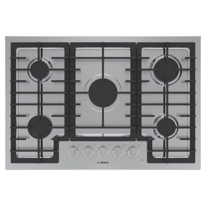 Surface De Cuisson Au Gaz De 30 Po Série 500 De Bosch, 5 Brûleurs, Acier Inoxydable 1 Surface De Cuisson Au Gaz De 30 Po Série 500 De Bosch, 5 Brûleurs, Acier Inoxydable