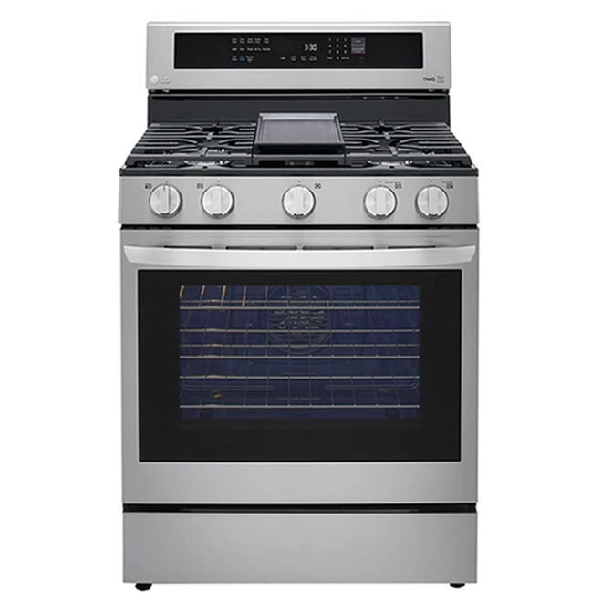 Cuisinière à Gaz LG Avec Air Fry, 5 Brûleurs, 30 Po, 5,8 Pi³, Acier Inoxydable 1 Cuisinière à Gaz LG Avec Air Fry, 5 Brûleurs, 30 Po, 5,8 Pi³, Acier Inoxydable