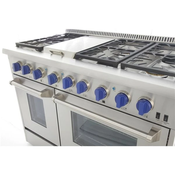 Cuisinière KUCHT 48 Po à Double Carburant Pour Propane, Boutons Bleu Royal 2 Cuisinière KUCHT 48 Po à Double Carburant Pour Propane, Boutons Bleu Royal – Image 2