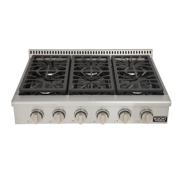 Cuisinière Avec Brûleurs Scellés KUCHT, Gaz Propane, 36 Po, Boutons Argentés Classiques 1 Cuisinière Avec Brûleurs Scellés KUCHT, Gaz Propane, 36 Po, Boutons Argentés Classiques