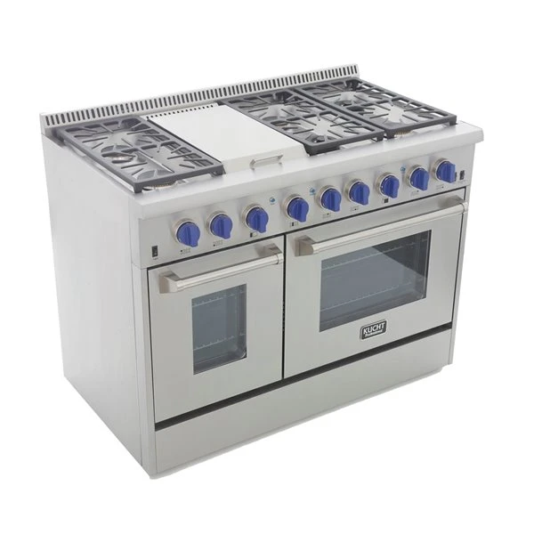 Cuisinière Au Gaz Naturel KUCHT Avec Plaque Chauffante Et Four à Convection à Boutons Bleus, 48 Po 4 Cuisinière Au Gaz Naturel KUCHT Avec Plaque Chauffante Et Four à Convection à Boutons Bleus, 48 Po – Image 4