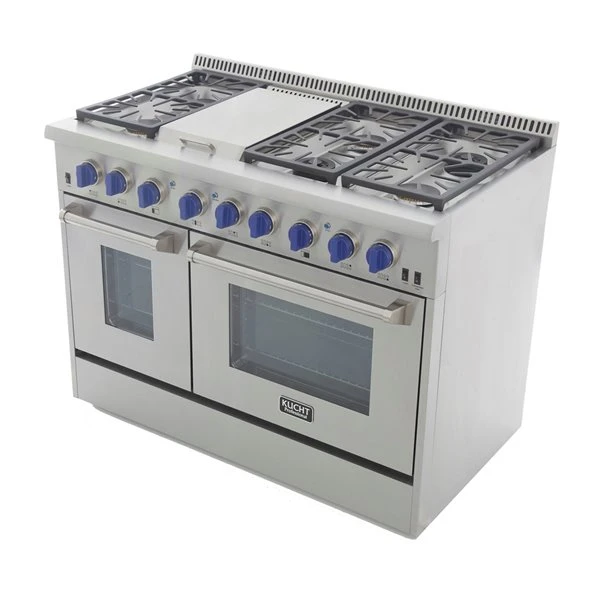 Cuisinière Au Gaz Naturel KUCHT Avec Plaque Chauffante Et Four à Convection à Boutons Bleus, 48 Po 5 Cuisinière Au Gaz Naturel KUCHT Avec Plaque Chauffante Et Four à Convection à Boutons Bleus, 48 Po – Image 5