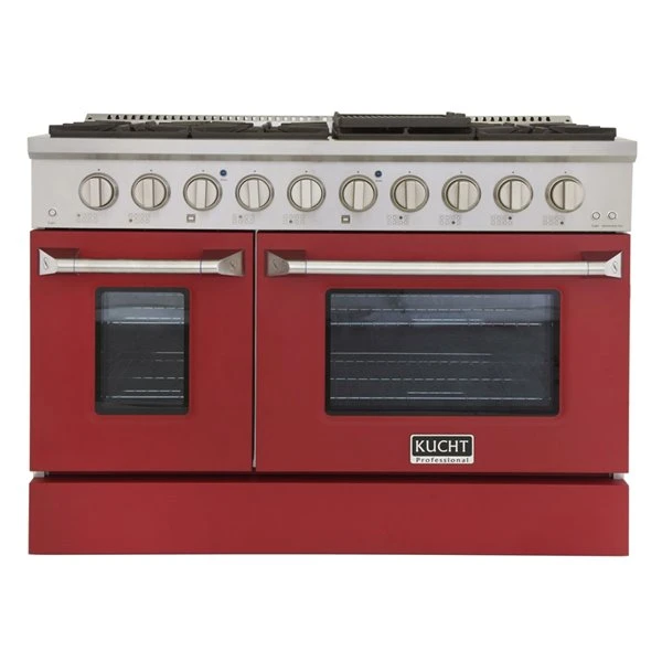 Cuisinière Au Gaz Naturel Avec 8 Brûleurs Et Four à Convection, Rouge Et Acier Inoxydable, 48 Po 2 Cuisinière Au Gaz Naturel Avec 8 Brûleurs Et Four à Convection, Rouge Et Acier Inoxydable, 48 Po – Image 2