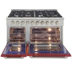 Cuisinière Au Gaz Naturel Avec 8 Brûleurs Et Four à Convection, Rouge Et Acier Inoxydable, 48 Po 7 Cuisinière Au Gaz Naturel Avec 8 Brûleurs Et Four à Convection, Rouge Et Acier Inoxydable, 48 Po -Appareils Électroménagers 330739877 AlternateImage2 l