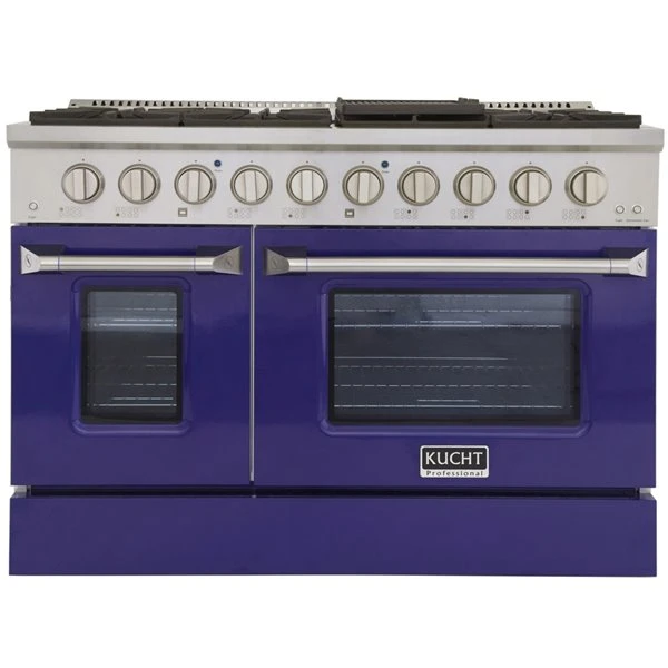 Cuisinière Au Gaz Naturel Avec 8 Brûleurs Et Four à Convection, Bleu Et Acier Inoxydable, 48 Po 2 Cuisinière Au Gaz Naturel Avec 8 Brûleurs Et Four à Convection, Bleu Et Acier Inoxydable, 48 Po – Image 2