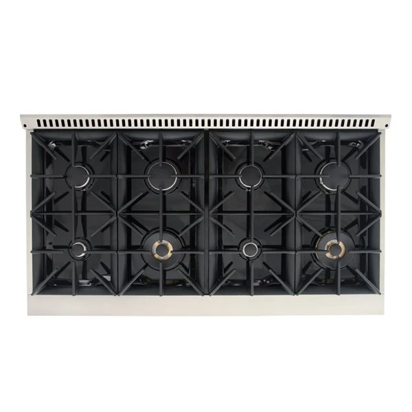 Cuisinière Au Gaz Naturel Avec 8 Brûleurs Et Four à Convection, Bleu Et Acier Inoxydable, 48 Po 4 Cuisinière Au Gaz Naturel Avec 8 Brûleurs Et Four à Convection, Bleu Et Acier Inoxydable, 48 Po – Image 4