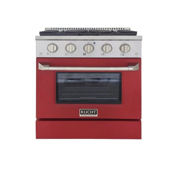 Cuisinière Au Gaz Naturel KUCHT Avec Four à Convection Et Porte Rouge, 30 Po 1 Cuisinière Au Gaz Naturel KUCHT Avec Four à Convection Et Porte Rouge, 30 Po
