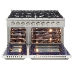 Cuisinière Au Gaz Naturel Avec 8 Brûleurs Et Four à Convection, Blanche Et Acier Inoxydable, 48 Po 7 Cuisinière Au Gaz Naturel Avec 8 Brûleurs Et Four à Convection, Blanche Et Acier Inoxydable, 48 Po -Appareils Électroménagers 330739881 AlternateImage2 l