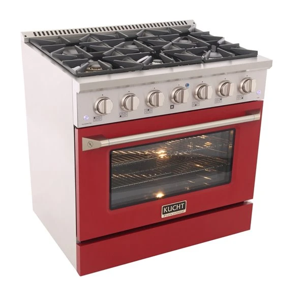Cuisinière Au Gaz Naturel KUCHT Avec Four à Convection Et Porte Rouge, 36 Po 5 Cuisinière Au Gaz Naturel KUCHT Avec Four à Convection Et Porte Rouge, 36 Po – Image 5