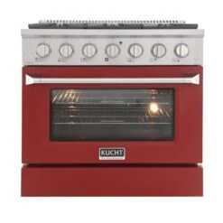 Cuisinière Au Gaz Naturel KUCHT Avec Four à Convection Et Porte Rouge, 36 Po