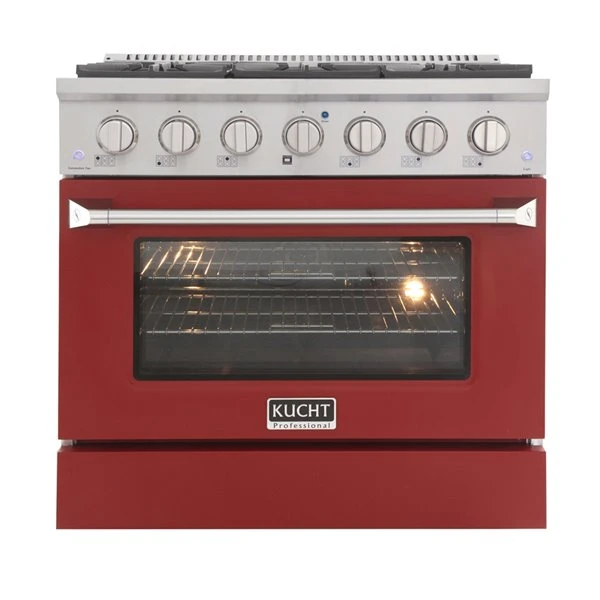 Cuisinière Au Gaz Naturel KUCHT Avec Four à Convection Et Porte Rouge, 36 Po 1 Cuisinière Au Gaz Naturel KUCHT Avec Four à Convection Et Porte Rouge, 36 Po