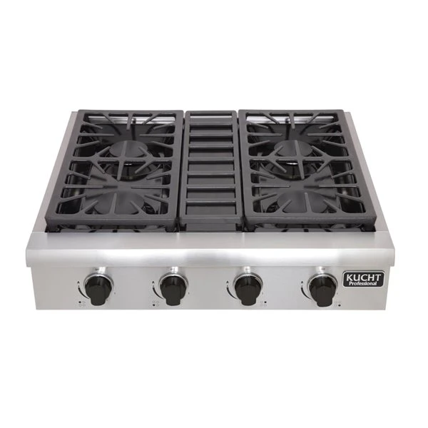 Plaque De Cuisson Au Gaz Naturel KUCHT, 4 Brûleurs, 30 Po X 27 Po, Acier Inoxydable/noir 2 Plaque De Cuisson Au Gaz Naturel KUCHT, 4 Brûleurs, 30 Po X 27 Po, Acier Inoxydable/noir – Image 2