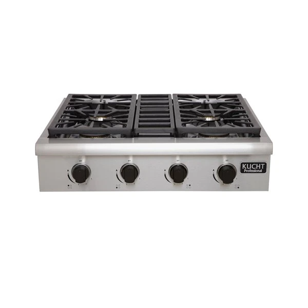 Plaque De Cuisson Au Gaz Naturel KUCHT, 4 Brûleurs, 30 Po X 27 Po, Acier Inoxydable/noir 1 Plaque De Cuisson Au Gaz Naturel KUCHT, 4 Brûleurs, 30 Po X 27 Po, Acier Inoxydable/noir