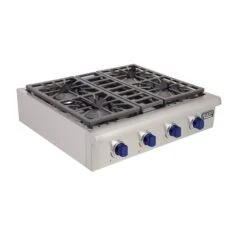 Plaque De Cuisson Au Gaz Naturel KUCHT, 4 Brûleurs, 30 Po X 27 Po, Acier Inoxydable/bleu Royal -Appareils Électroménagers 330769609 AlternateImage2 l