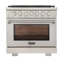 Cuisinière Au Gaz Autoportante De 36 po Argent Par KUCHT Avec 6 brûleurs Et Four à Convection De 5,2 pi³