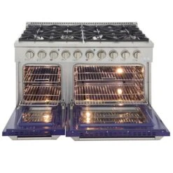 Cuisinière Autoportante Au Gaz Avec 8 brûleurs De KUCHT Et Four à Convection Double, 48 po, Bleu -Appareils Électroménagers 330860147 AlternateImage2 l