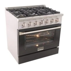 Cuisinière Au Gaz Autoportante De 36 po Par KUCHT Avec 6 brûleurs, Four à Convection De 5,2 pi³ Et Porte Noire -Appareils Électroménagers 330860149 AlternateImage3 l