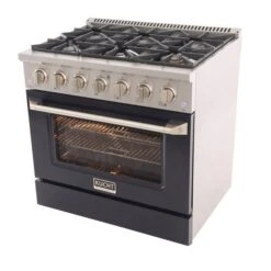 Cuisinière Au Gaz Autoportante De 36 po Par KUCHT Avec 6 brûleurs, Four à Convection De 5,2 pi³ Et Porte Noire -Appareils Électroménagers 330860149 AlternateImage4 l