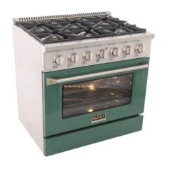 Cuisinière Au Gaz Autoportante De 36 po Par KUCHT Avec 6 brûleurs, Four à Convection De 5,2 pi³ Et Porte Verte -Appareils Électroménagers 330860166 AlternateImage4 l