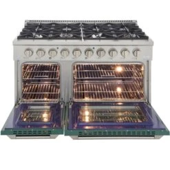 Cuisinière Autoportante Au Gaz Avec 8 brûleurs De KUCHT Et Four à Convection Double, 48 po, Vert -Appareils Électroménagers 330860170 AlternateImage2 l