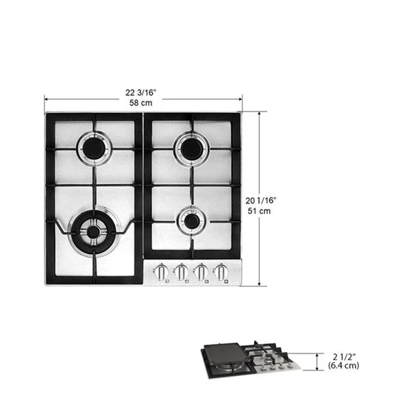 Surface De Cuisson Au Gaz Ancona En Acier Inoxydable De 24 Po à 4 Brûleurs 5 Surface De Cuisson Au Gaz Ancona En Acier Inoxydable De 24 Po à 4 Brûleurs – Image 5