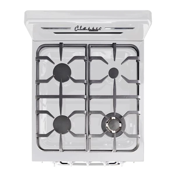 Cuisinière à Gaz Autoportante Blanc Guimauve Classic Retro Par Unique De 24 po Et 2,9 pi³ à 4 brûleurs Avec Four à Conv 2 Cuisinière à Gaz Autoportante Blanc Guimauve Classic Retro Par Unique De 24 po Et 2,9 pi³ à 4 brûleurs Avec Four à Conv – Image 2