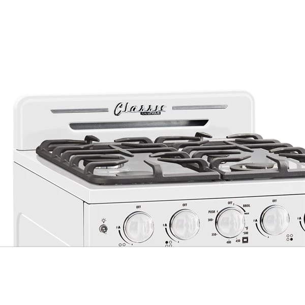 Cuisinière à Gaz Autoportante Blanc Guimauve Classic Retro Par Unique De 24 po Et 2,9 pi³ à 4 brûleurs Avec Four à Conv 3 Cuisinière à Gaz Autoportante Blanc Guimauve Classic Retro Par Unique De 24 po Et 2,9 pi³ à 4 brûleurs Avec Four à Conv – Image 3