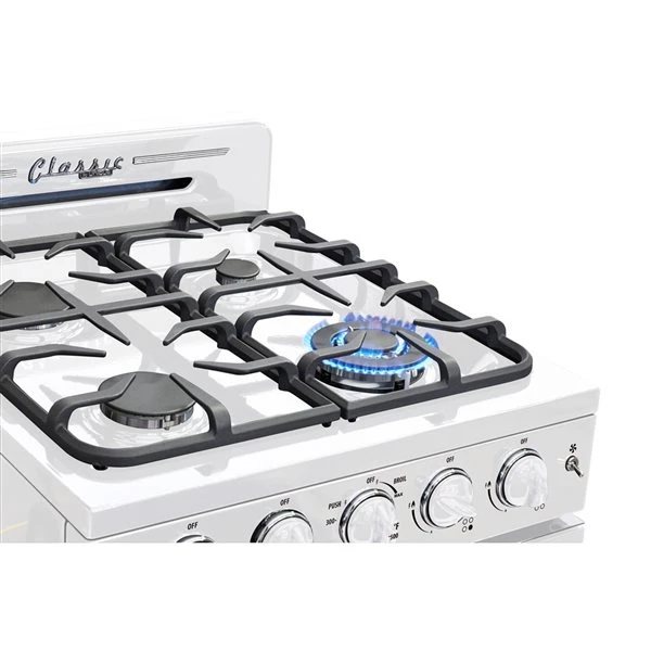 Cuisinière à Gaz Autoportante Blanc Guimauve Classic Retro Par Unique De 24 po Et 2,9 pi³ à 4 brûleurs Avec Four à Conv 4 Cuisinière à Gaz Autoportante Blanc Guimauve Classic Retro Par Unique De 24 po Et 2,9 pi³ à 4 brûleurs Avec Four à Conv – Image 4