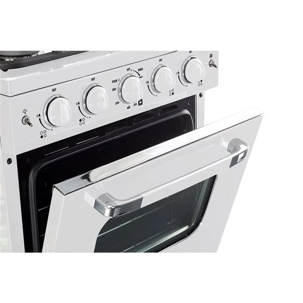 Cuisinière à Gaz Autoportante Blanc Guimauve Classic Retro Par Unique De 24 po Et 2,9 pi³ à 4 brûleurs Avec Four à Conv 5 Cuisinière à Gaz Autoportante Blanc Guimauve Classic Retro Par Unique De 24 po Et 2,9 pi³ à 4 brûleurs Avec Four à Conv – Image 5