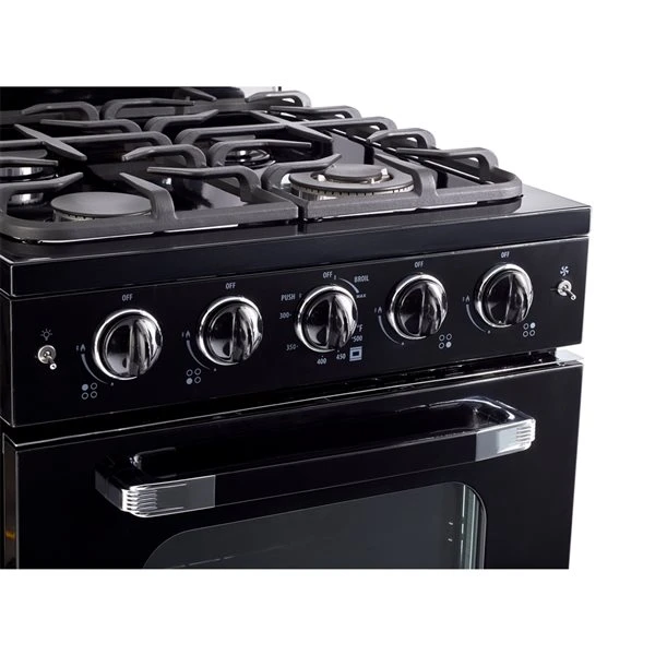 Cuisinière à Gaz Autoportante Noir Classic Retro Par Unique De 24 po Et 2,9 pi³ à 4 brûleurs Avec Four à Convection 4 Cuisinière à Gaz Autoportante Noir Classic Retro Par Unique De 24 po Et 2,9 pi³ à 4 brûleurs Avec Four à Convection – Image 4