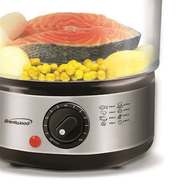 Cuiseur à Vapeur électrique Brentwood à 2 Niveaux De 4,73 L En Acier Inoxydable 4 Cuiseur à Vapeur électrique Brentwood à 2 Niveaux De 4,73 L En Acier Inoxydable – Image 4