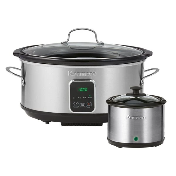 Mijoteuse Kenmore Noir Et Argent De 6,6 L Avec Réchaud à Sauce 1 Mijoteuse Kenmore Noir Et Argent De 6,6 L Avec Réchaud à Sauce