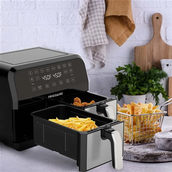 Friteuse à Air Chaud à Deux Zones Par Frigidaire De 7,5 L, Noir 4 Friteuse à Air Chaud à Deux Zones Par Frigidaire De 7,5 L, Noir – Image 4