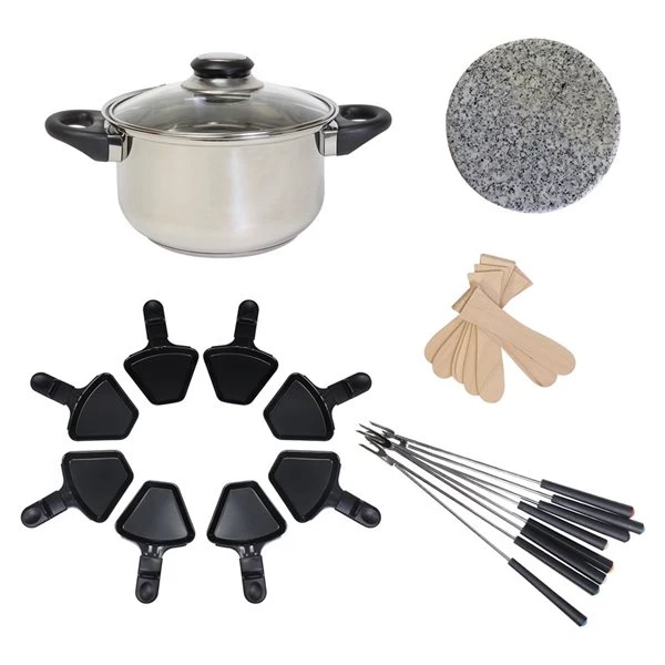 Ensemble à Fondue Et à Raclette Pour 8 Personnes Avec Gril En Granit Par Total Chef 3 Ensemble à Fondue Et à Raclette Pour 8 Personnes Avec Gril En Granit Par Total Chef – Image 3