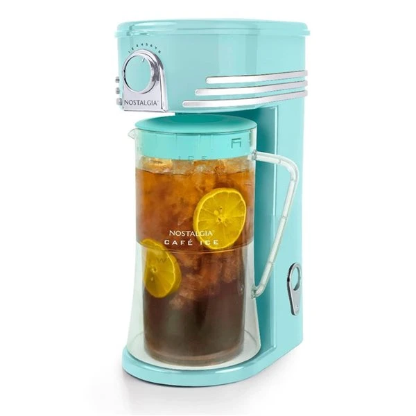 Machine à Café/thé 12 Tasses Par Nostalgia, Bleu Aqua 1 Machine à Café/thé 12 Tasses Par Nostalgia, Bleu Aqua