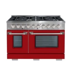 Cuisinière à Gaz De 48 Po Rouge Avec 8 Brûleurs Avec Four électrique à Convection Double Par Ancona