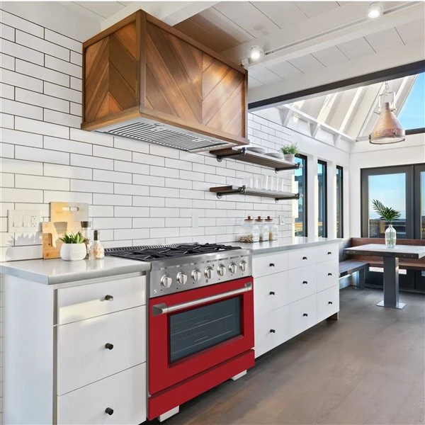 Cuisinière à Gaz De 36 Po Et Four à Convection Avec Porte Rouge Mat Par Ancona 5 Cuisinière à Gaz De 36 Po Et Four à Convection Avec Porte Rouge Mat Par Ancona – Image 5