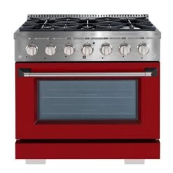Cuisinière à Gaz De 36 Po Et Four à Convection Avec Porte Rouge Mat Par Ancona