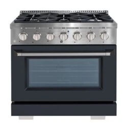 Cuisinière à Gaz De 36 Po Et Four à Convection Avec Porte Noire Par Ancona